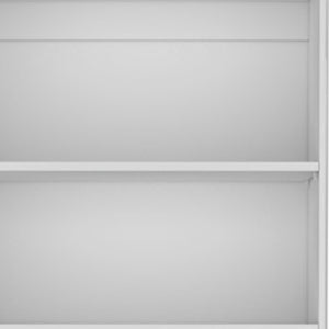 HomeRoots 71" White Wood Three-Tier Bookcase with Doors - Stylish Storage for Home, Office, and More! 546595