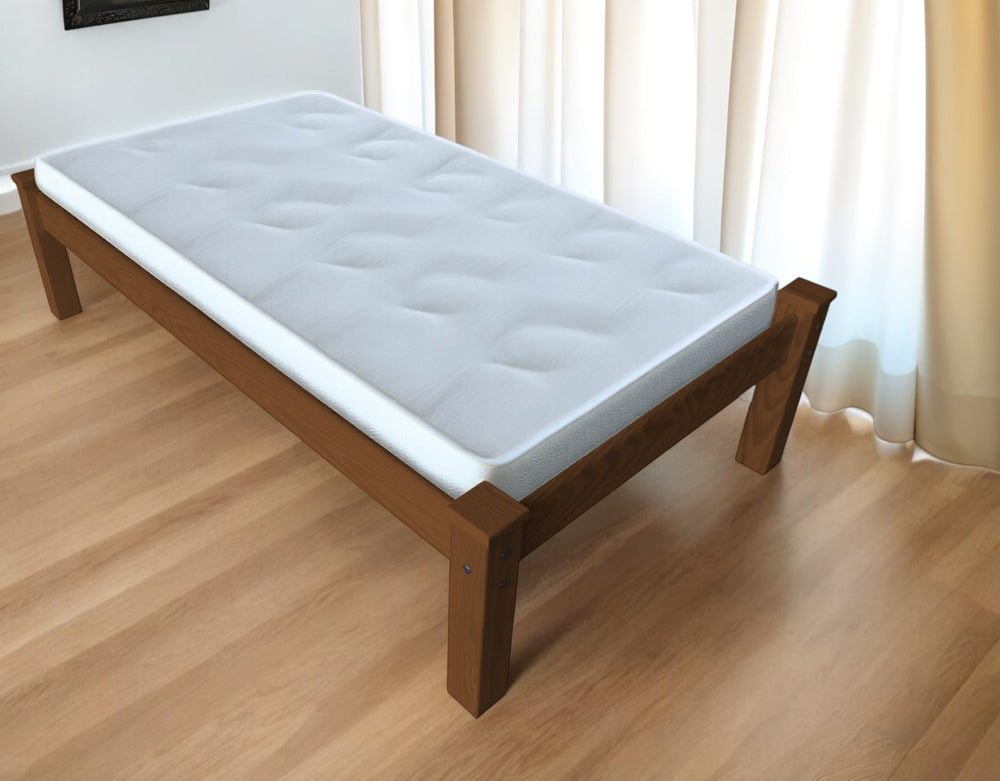 Homeroots Brown Solid Wood Twin Bed Frame  Solid Wood 546597