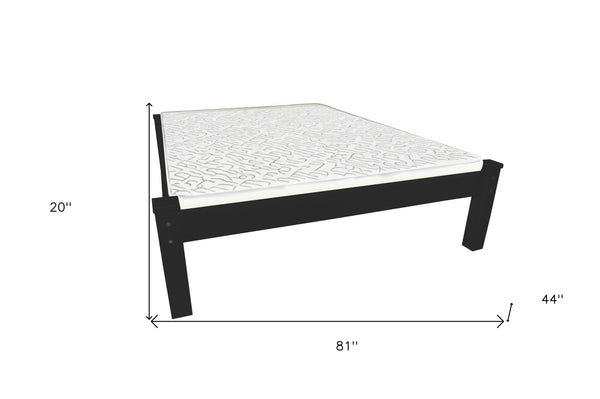 Homeroots Black Solid Wood Twin Bed Frame  Solid Wood 546598