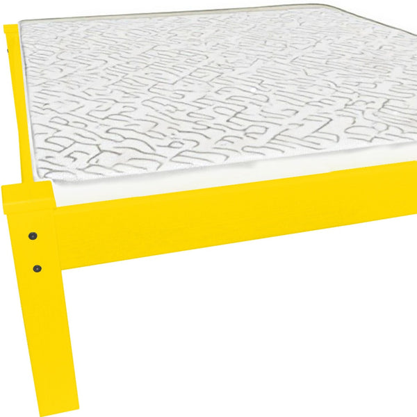 Homeroots Canary Yellow Solid Wood Twin Bed Frame  Solid Wood 546599