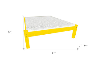 Homeroots Canary Yellow Solid Wood Twin Bed Frame  Solid Wood 546599