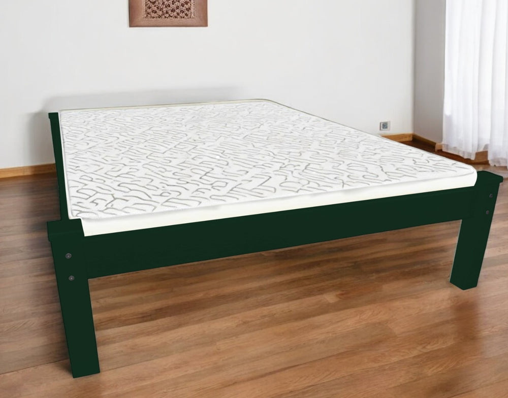 Homeroots Dark Green Solid Wood Twin Bed Frame  Solid Wood 546602