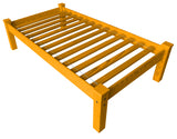 Homeroots Yellow Solid Wood Twin Bed Frame  Solid Wood 546605