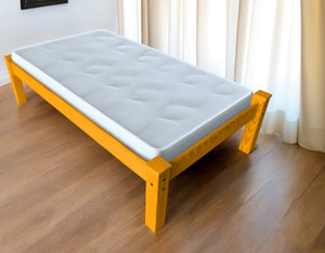 Homeroots Yellow Solid Wood Twin Bed Frame  Solid Wood 546605