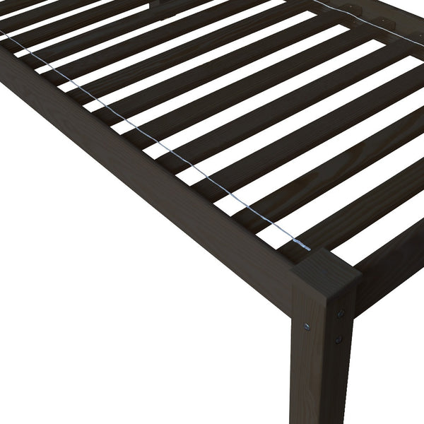 Homeroots Dark Brown Solid Wood Twin Bed Frame  Solid Wood 546607