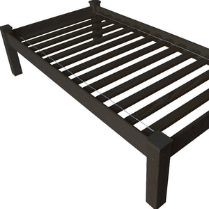 Homeroots Dark Brown Solid Wood Twin Bed Frame  Solid Wood 546607
