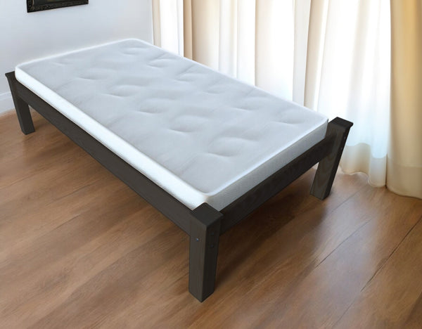 Homeroots Dark Brown Solid Wood Twin Bed Frame  Solid Wood 546607