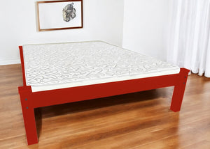 Homeroots Red Solid Wood Twin Bed Frame  Solid Wood 546608