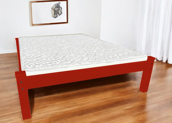 Homeroots Red Solid Wood Twin Bed Frame  Solid Wood 546608