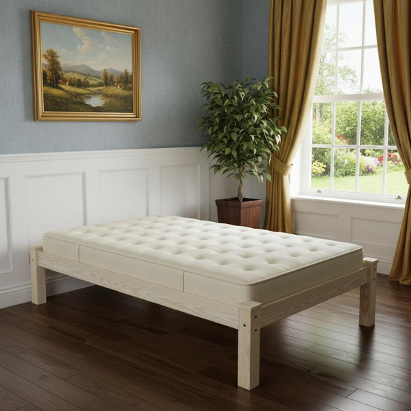 HomeRoots Natural Solid Wood Twin Bed Frame - Timeless Pine Platform Design with Unique Grain & Sturdy Support 546609