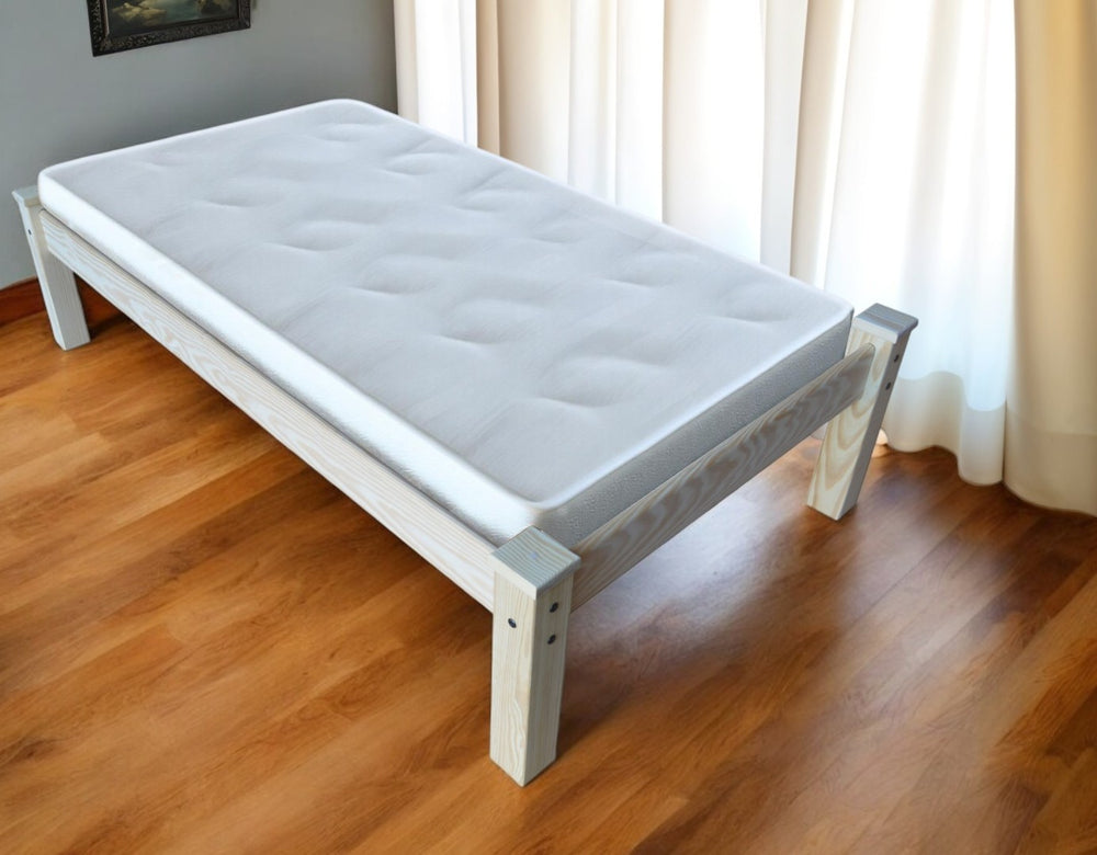 HomeRoots Natural Solid Wood Twin Bed Frame – Handcrafted Durability, Timeless Style & Unique Character Design 546610