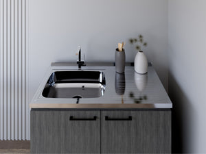 Homeroots 39" Sleek Silver & Smoky Black Stainless Steel Drop-in Utility Sink For Modern Kitchens & Easy Cleanup   546612