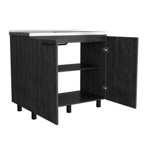 Homeroots 39" Sleek Silver & Smoky Black Stainless Steel Drop-in Utility Sink For Modern Kitchens & Easy Cleanup   546612