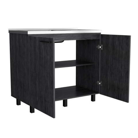 Homeroots 39" Sleek Silver & Smoky Black Stainless Steel Drop-in Utility Sink For Modern Kitchens & Easy Cleanup   546612