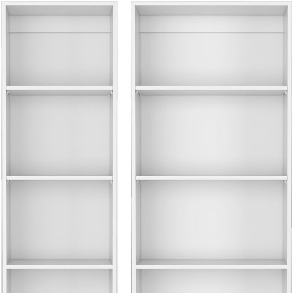 HomeRoots Set of Two White Wood Five-Tier Modular Bookcases – Stylish Storage for Every Room in Your Home 546613
