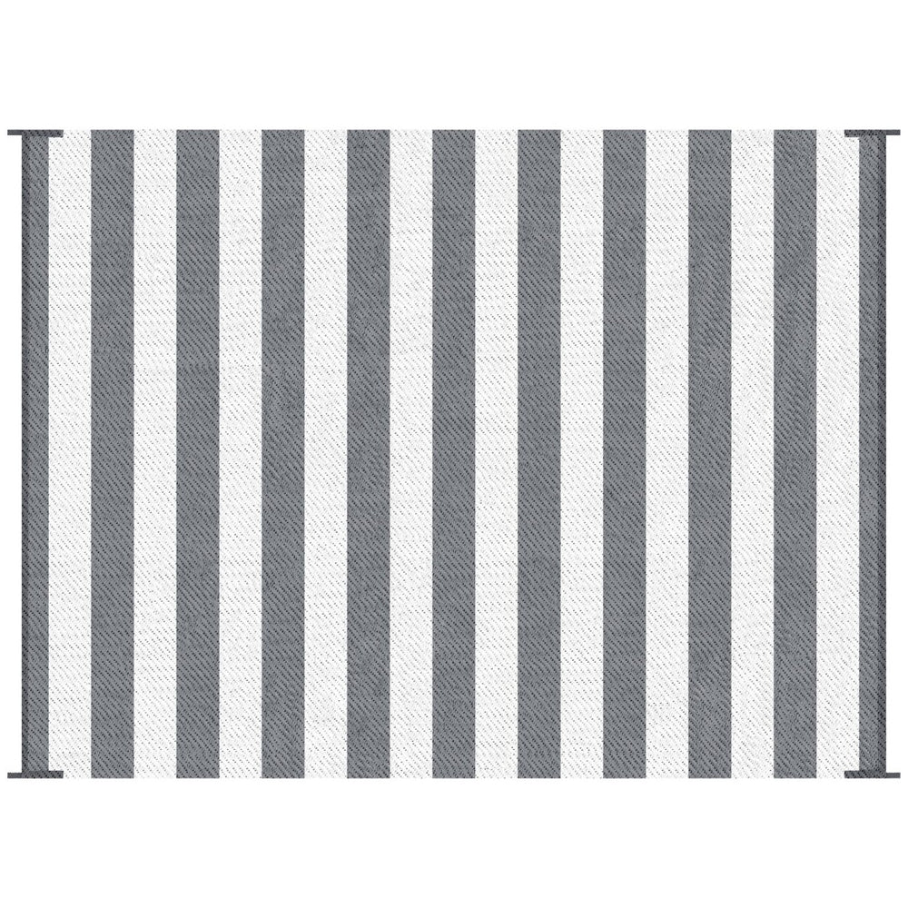 English Elm Outsunny Reversible Polypropylene Outdoor Rug 9x12 Striped Waterproof Mat with Carry Bag W2225P174546