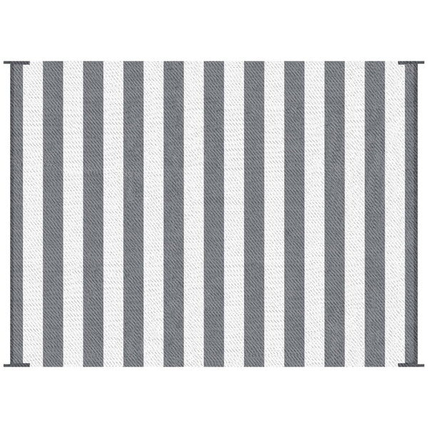 English Elm Outsunny Reversible Polypropylene Outdoor Rug 9x12 Striped Waterproof Mat with Carry Bag W2225P174546