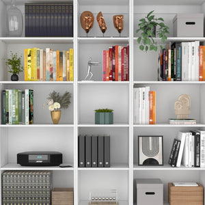 HomeRoots Set of Three Stylish White Wood Five-Tier Bookcases for Elegant Storage & Display in Any Room 546616