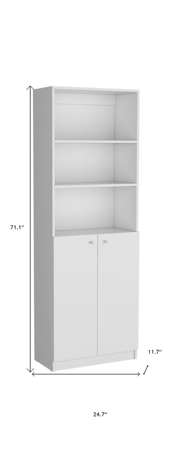 HomeRoots Set of Three Elegant White Wood Five-Tier Modular Bookcases with Doors for Custom Organization 546617