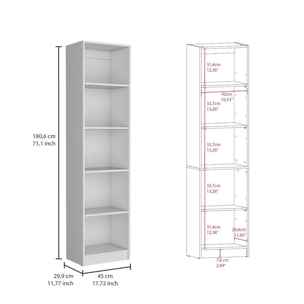 HomeRoots Set of Three Stylish White Modular Bookcases - Five Tiers with Two-Door Storage for Versatile Organization 546618