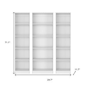 HomeRoots Set of Three White Wood Five-Tier Modular Bookcases - Sleek, Space-Saving Storage for Any Room 546619