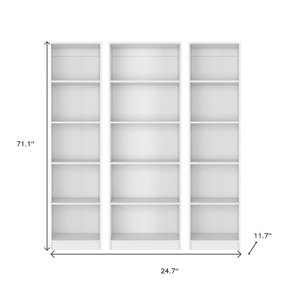 HomeRoots Set of Three White Wood Five-Tier Modular Bookcases - Sleek, Space-Saving Storage for Any Room 546619