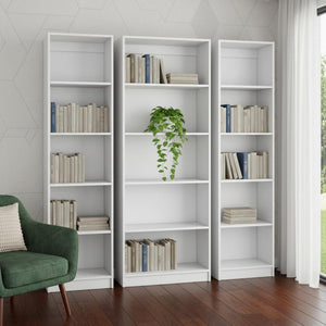 HomeRoots Set of Three White Wood Five-Tier Modular Bookcases - Sleek, Space-Saving Storage for Any Room 546619