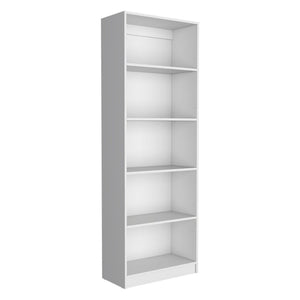 HomeRoots Set of Three Elegant White Wood Five-Tier Modular Bookcases with Doors for Stylish Storage Solutions 546620