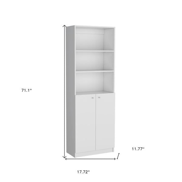 HomeRoots Set of Three White Wood Modular Bookcases - Stylish Five-Tier Shelves with Hidden Storage Doors 546621