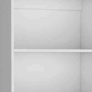 HomeRoots Set of Three White Wood Modular Bookcases - Stylish Five-Tier Shelves with Hidden Storage Doors 546621