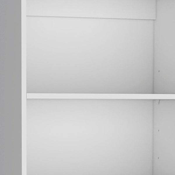 HomeRoots Set of Three White Wood Modular Bookcases - Stylish Five-Tier Shelves with Hidden Storage Doors 546621