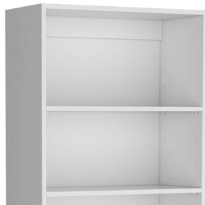 HomeRoots Set of Three White Wood Modular Bookcases - Stylish Five-Tier Shelves with Hidden Storage Doors 546621