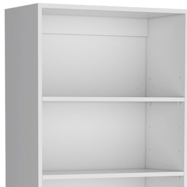 HomeRoots Set of Three White Wood Modular Bookcases - Stylish Five-Tier Shelves with Hidden Storage Doors 546621