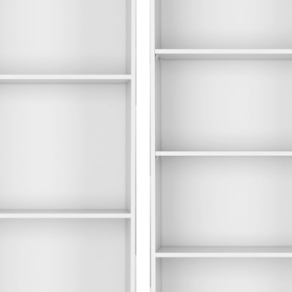 HomeRoots Set of Two Elegant White Nine-Tier Modular Bookcases for Stylish Storage & Display Solutions 546622