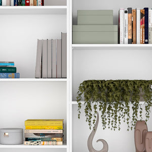 HomeRoots Set of Two Elegant White Nine-Tier Modular Bookcases for Stylish Storage & Display Solutions 546622