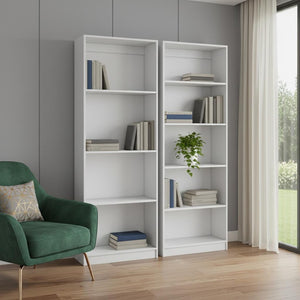HomeRoots Set of Two Elegant White Nine-Tier Modular Bookcases for Stylish Storage & Display Solutions 546622