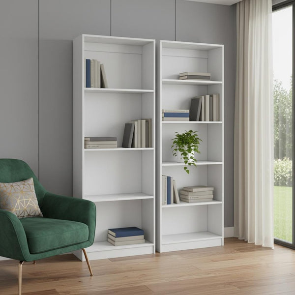 HomeRoots Set of Two Elegant White Nine-Tier Modular Bookcases for Stylish Storage & Display Solutions 546622