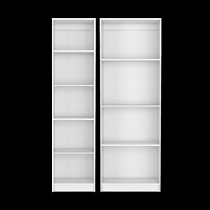 HomeRoots Set of Two Elegant White Nine-Tier Modular Bookcases for Stylish Storage in Any Room 546623