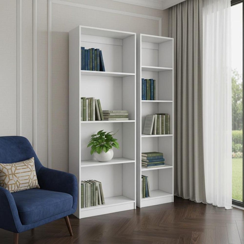 HomeRoots Set of Two Elegant White Nine-Tier Modular Bookcases for Stylish Storage in Any Room 546623