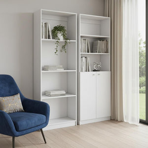 HomeRoots Set of Two White Wood Seven-Tier Modular Bookcases for Stylish Storage & Organization Solutions 546624
