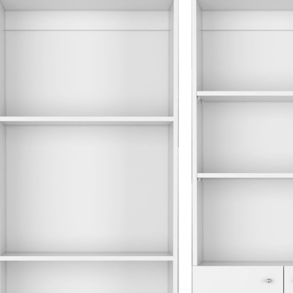 HomeRoots Set of Two White Wood Seven-Tier Modular Bookcases for Stylish Storage & Organization Solutions 546624