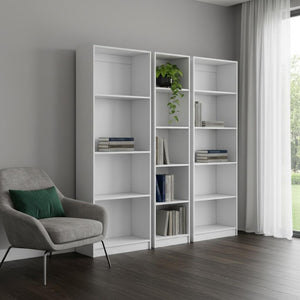 HomeRoots Set of Three White Wood Modular Bookcases - Elegant 14-Tier Storage for Modern Home & Office Design 546625