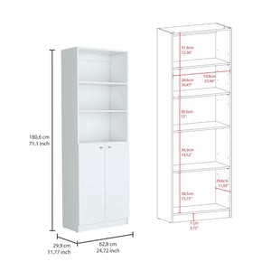 HomeRoots Set of Three White Wood Modular Bookcases - Stylish Twelve-Tier Storage with Doors for Any Room 546626