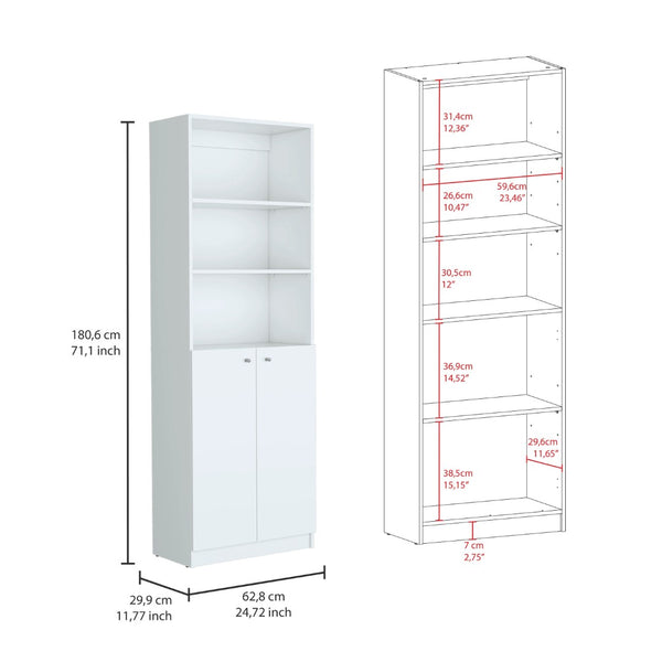 HomeRoots Set of Three White Wood Modular Bookcases - Stylish Twelve-Tier Storage with Doors for Any Room 546626