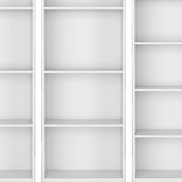 HomeRoots Set of Three White Wood Thirteen-Tier Modular Bookcases - Stylish, Space-Saving Storage Solution! 546628