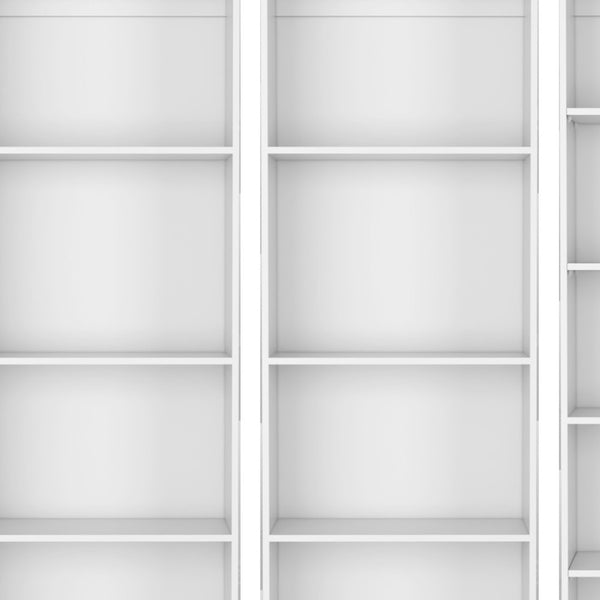 HomeRoots Set of Three White Wood Thirteen-Tier Modular Bookcases - Stylish, Space-Saving Storage Solution! 546628