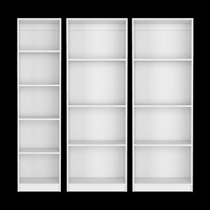 HomeRoots Set of Three White Wood Thirteen-Tier Modular Bookcases for Stylish Storage and Organization Solutions 546629