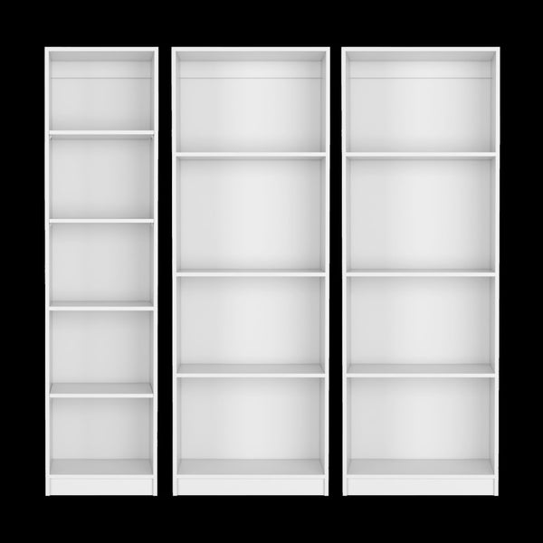 HomeRoots Set of Three White Wood Thirteen-Tier Modular Bookcases for Stylish Storage and Organization Solutions 546629