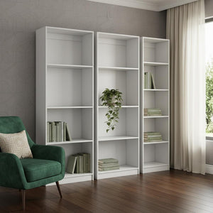HomeRoots Set of Three White Wood Thirteen-Tier Modular Bookcases for Stylish Storage and Organization Solutions 546629