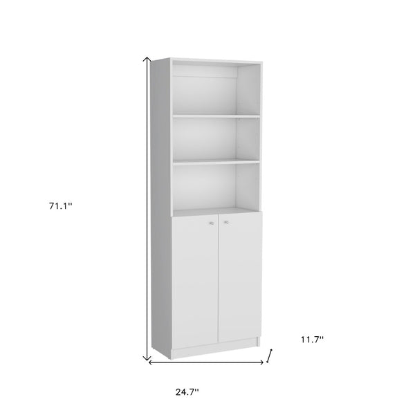HomeRoots Set of Three White Wood Modular Bookcases – Elegant Eleven-Tier Design with Two Doors for Clutter-Free Spaces 546630